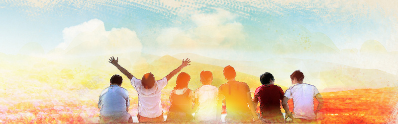 手绘背影毕业季文艺bannerpsd设计背景_新图网 https://ixintu.com banner 唯美 彩色 手绘背景 文艺背景 毕业季 绘画美术 背影 蓝天白云 青春