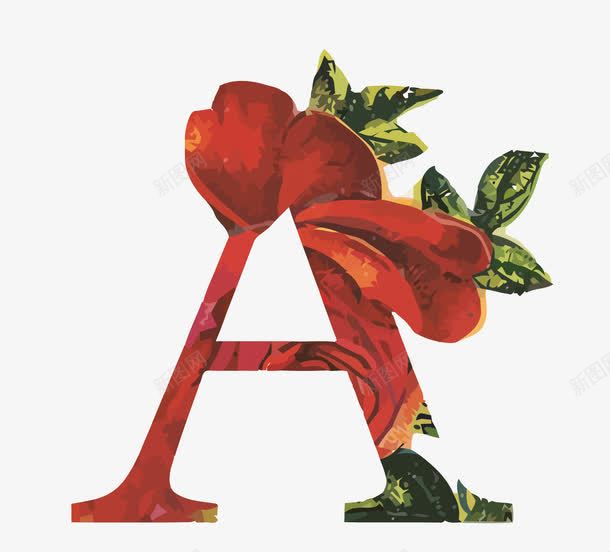 字母Apng免抠素材_新图网 https://ixintu.com PNG PNG免费下载 PNG图片 字母 热带风 红色 花叶 英文
