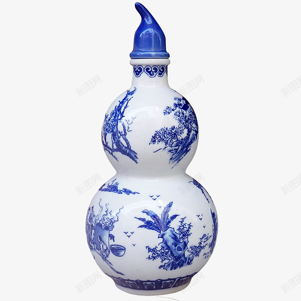 青花瓷葫芦泡酒瓶png免抠素材_新图网 https://ixintu.com 古风酒坛 土陶酒坛酒缸 复古白酒泡酒 密封酒罐 泡酒瓶 葫芦花瓶 酒壶 酒罐