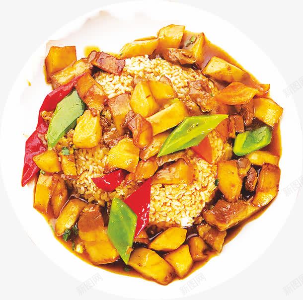 土豆牛肉盖饭png免抠素材_新图网 https://ixintu.com 土豆 土豆炖牛肉 牛肉 盖码饭 米饭 酱汁 食材