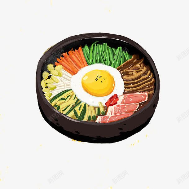 美食png免抠素材_新图网 https://ixintu.com 卡通 手绘 石锅拌饭 蔬菜 鸡蛋