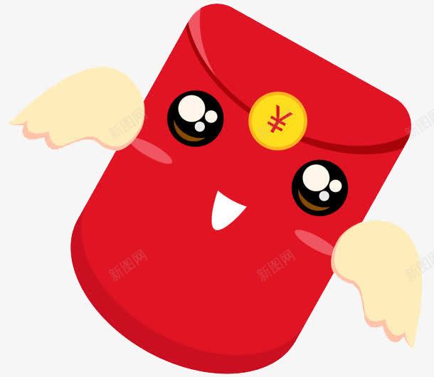 卡通红包png免抠素材_新图网 https://ixintu.com 大红包 小猫 流量红包 红色 翅膀