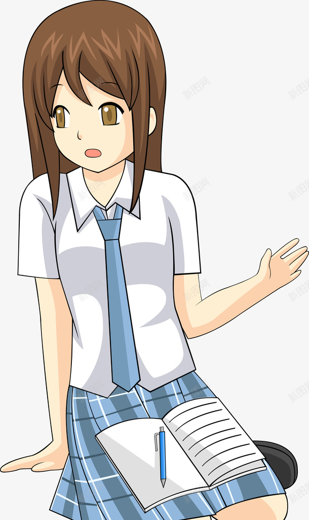 卡通美丽女孩图矢量图eps免抠素材_新图网 https://ixintu.com 中学生 人物 卡通人物图 卡通图 卡通高中生 女同学 女学生 学生 学生图 矢量人物 矢量学生 矢量高中生 高中生 矢量图