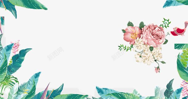 春天小清新画面png免抠素材_新图网 https://ixintu.com 春上新 春天 树叶 花朵