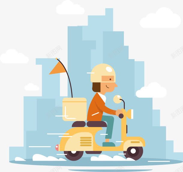 手绘外卖小哥png免抠素材_新图网 https://ixintu.com 卡通 外卖小哥 外卖骑士 快递员 手绘 送餐员 骑摩托车的人 骑机车