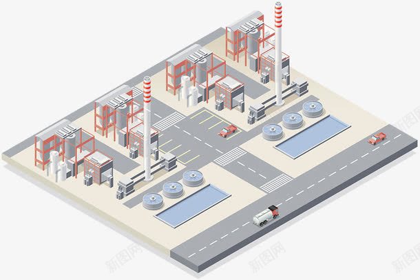 核电站psd免抠素材_新图网 https://ixintu.com 变电站 工厂 效果图 电站
