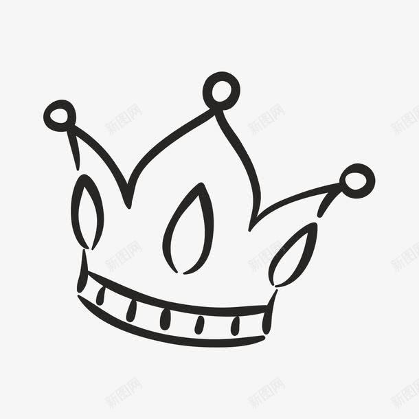 简笔皇冠png免抠素材_新图网 https://ixintu.com 一个 卡通 手绘 皇冠 简图 简笔 线条 黑色