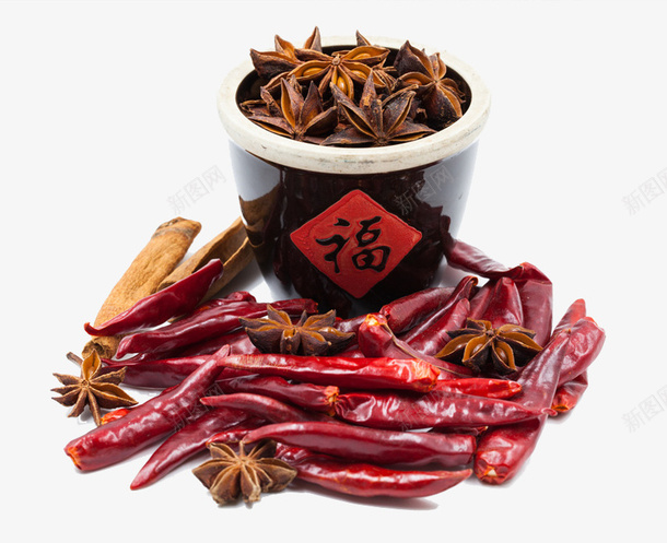 干辣椒和八角png免抠素材_新图网 https://ixintu.com 八角 实物 干活 干红辣椒 干辣椒和八角 调味品 辣椒