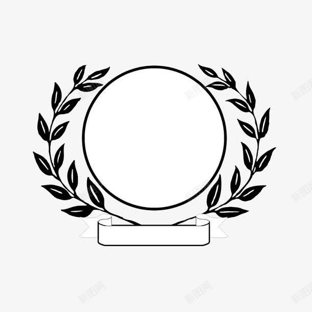 黑色徽章花纹装饰图标png_新图网 https://ixintu.com LOGO 徽章 手绘 橄榄枝 精美 素材 线稿 花纹 荣誉 装饰 设计