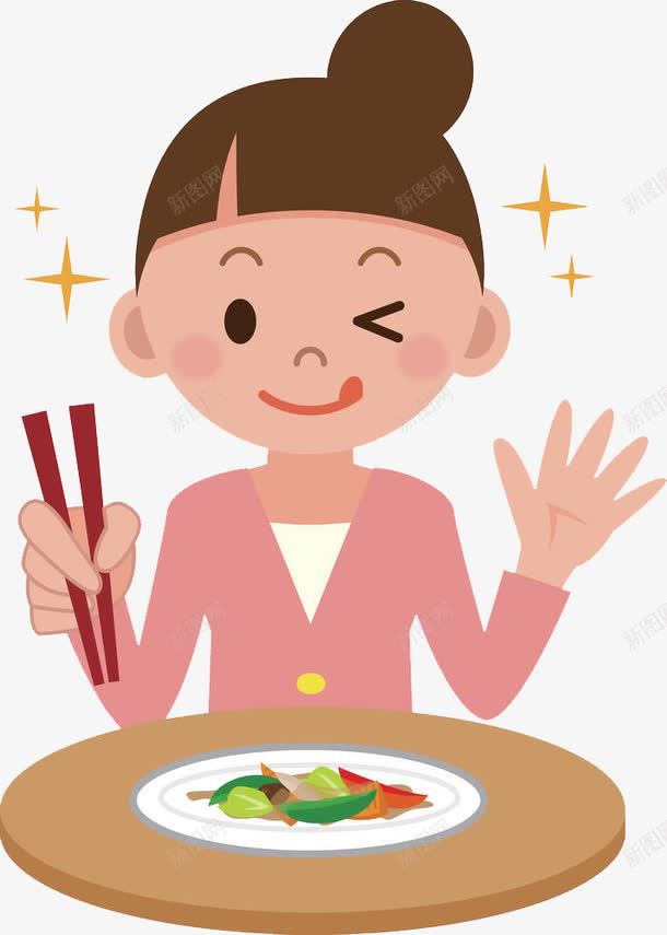 嘴馋的小美女png免抠素材_新图网 https://ixintu.com 午餐 吃饭 嘴馋 女子 就餐 座着 用膳 用饭 美女吃饭 美食 餐桌 餐饭