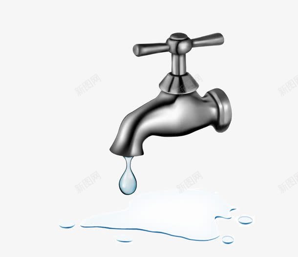 水龙头水滴png免抠素材_新图网 https://ixintu.com 一滩水 卡通 水滴 水龙头