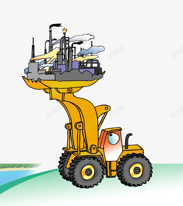 污染防治png免抠素材_新图网 https://ixintu.com 卡通 大型污染工厂 宣传插图 彩色
