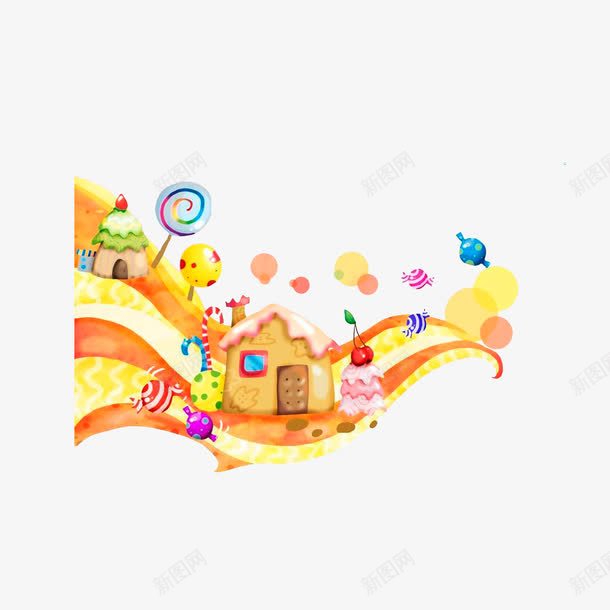 梦幻糖果屋png免抠素材_新图网 https://ixintu.com 卡通手绘 卡通糖果屋 各式各样的棒棒糖 梦幻糖果屋 甜蜜糖果屋