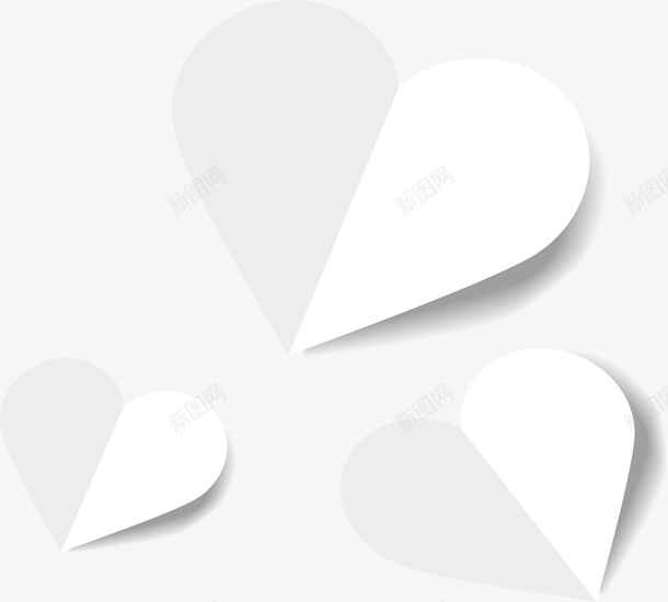 三个白色爱心矢量图ai免抠素材_新图网 https://ixintu.com 免抠png 免抠png素材 免费png素材 折纸 爱心 贴纸 矢量图