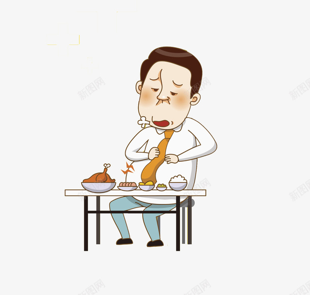 手绘胃胀大叔png免抠素材_新图网 https://ixintu.com 创意的 卡通 可爱 大叔 彩色的 手绘 漫画 童趣 简单 胃胀