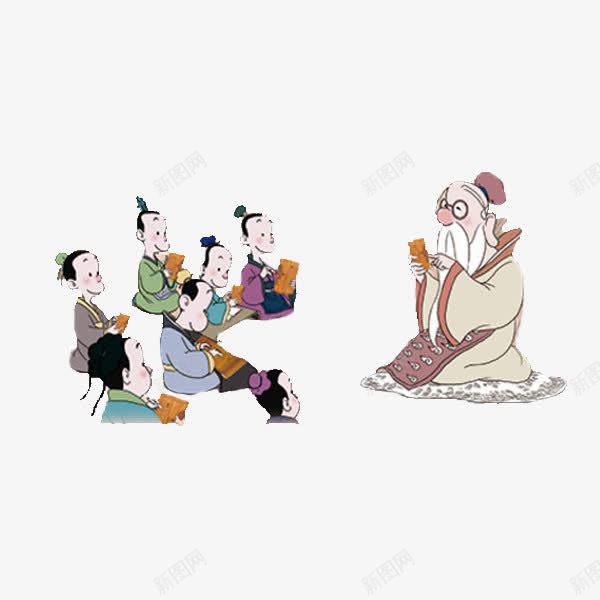 读书的孩子png免抠素材_新图网 https://ixintu.com 书本 卡通 古代 孔子 孔子教学 尊贤 小孩 念书 手绘 教学 敬老尊贤 老头
