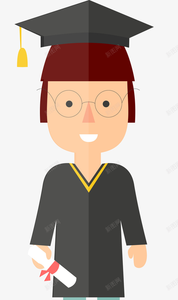 戴着眼镜的女博士png免抠素材_新图网 https://ixintu.com 书包 博士 卡通学生 学士 学生 孩子 矢量学生
