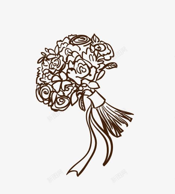 线描捧花png免抠素材_新图网 https://ixintu.com 一束花 喜庆 婚礼捧花 手绘捧花 捧花 线描捧花 结婚捧花 节日