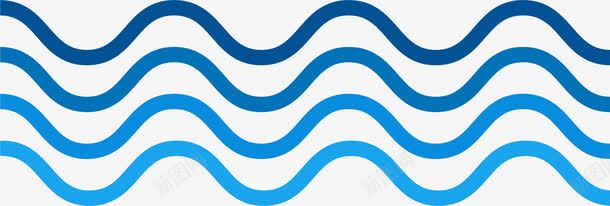 蓝色波浪png免抠素材_新图网 https://ixintu.com 夏季 水纹 波浪 海报装饰 清新 花纹 蓝色