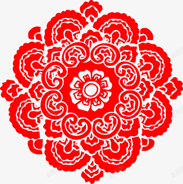 中国风红色窗花png免抠素材_新图网 https://ixintu.com 中国风 剪纸 文化传统 民俗文化 民族风 民间艺术 窗花