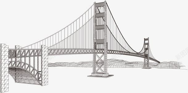 精彩的线描著名建筑物png免抠素材_新图网 https://ixintu.com 标志建筑 白描 矢量建筑物 矢量素材 线描 著名建筑 金门大桥线图 高楼大厦