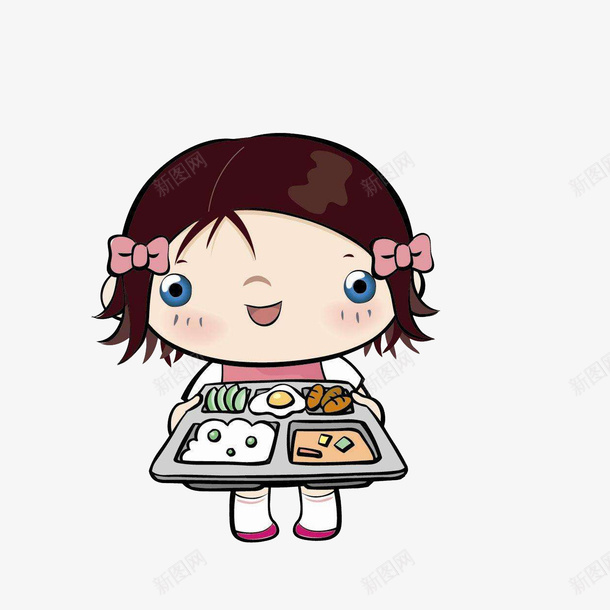 小女孩和午餐png免抠素材_新图网 https://ixintu.com 便当 卡通盒饭 学生餐 小女孩和午餐 盒饭