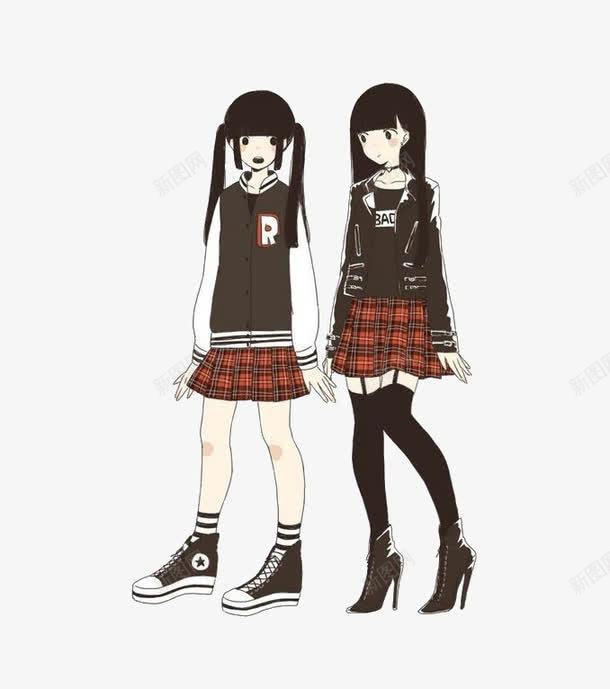 闺蜜png免抠素材_新图网 https://ixintu.com 友谊 女孩 姐妹 学生装 闺蜜