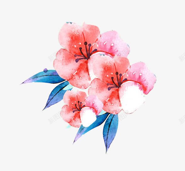 水墨风手绘花朵png免抠素材_新图网 https://ixintu.com png素材 手绘花朵 水墨彩色花朵 水墨桃花
