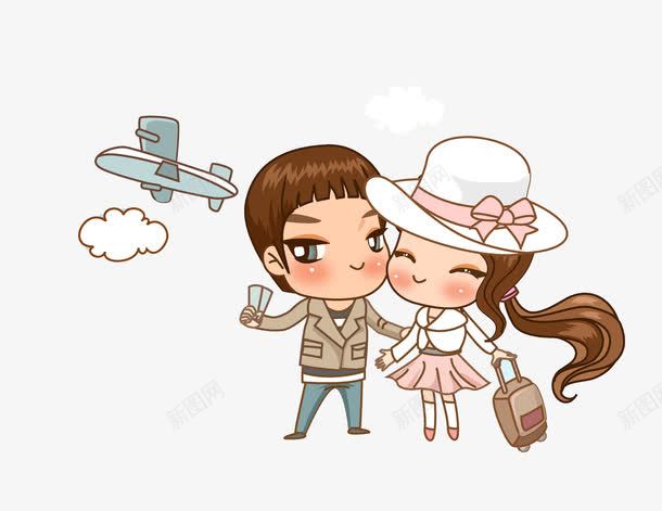游玩男女png免抠素材_新图网 https://ixintu.com 卡通人物 卡通手绘 情侣 水彩画 装饰图案