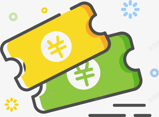 卡通优惠券图png免抠素材_新图网 https://ixintu.com 优惠券 卡通 折扣券 简笔 绿色 装饰 黄色