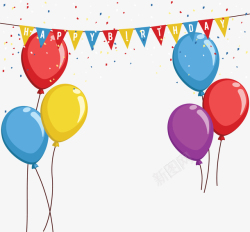 生日派对彩旗气球矢量图素材
