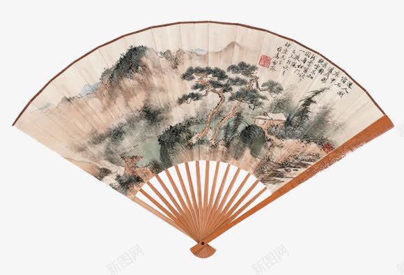 山水画古扇png免抠素材_新图网 https://ixintu.com 图片 山水扇面 山水画