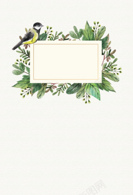 美丽小鸟鲜花花卉标签海报背景矢量图背景