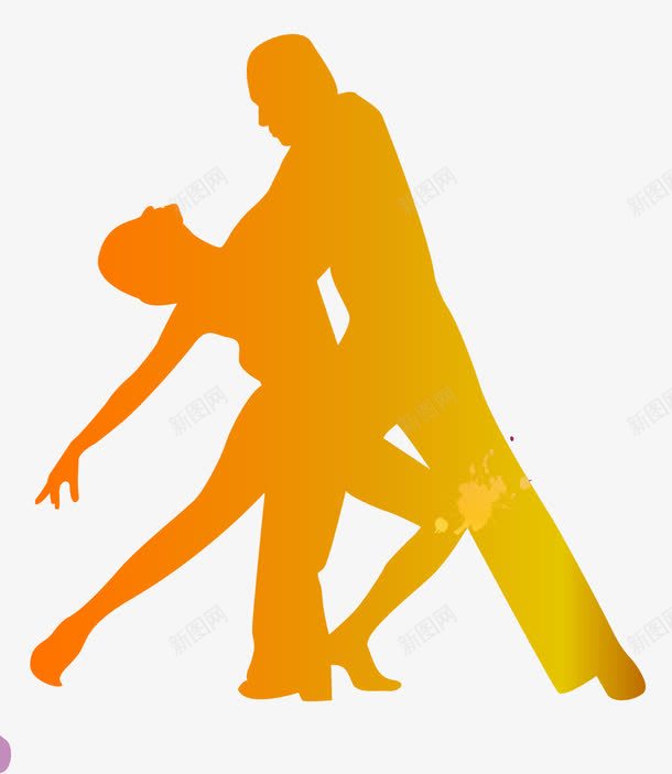 橙黄渐变双人拉丁舞png免抠素材_新图网 https://ixintu.com 儿童拉丁舞 双人 拉丁舞 橙黄 渐变 矢量素材