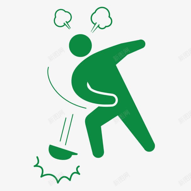 摔东西的人图标png_新图网 https://ixintu.com 人物 卡通 图标 手绘 摔打 气氛 生气 简图 绿色