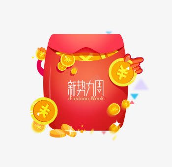活动红包png免抠素材_新图网 https://ixintu.com 新势力周 活动 漂浮金币 红包 红色 金币