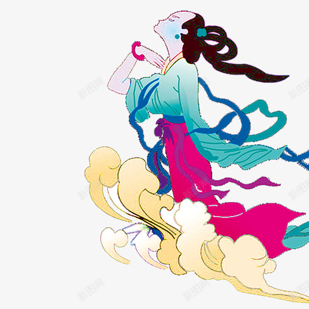 传统佳节中国古风嫦娥奔月元素psd免抠素材_新图网 https://ixintu.com 中华文化 中秋 传统佳节 古风 奔月 嫦娥 祥云