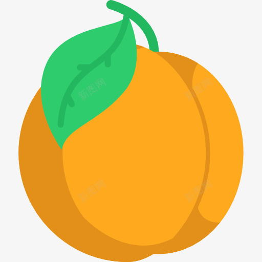 黄色桃子图标png_新图网 https://ixintu.com 卡通有趣 叶子 彩色底纹 矢量图案 装饰图 黄色桃子