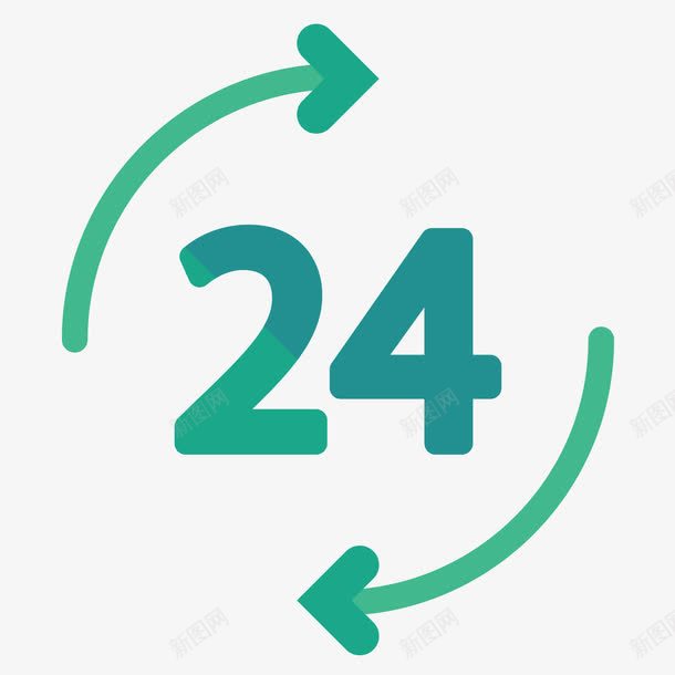 蓝色24小时png免抠素材_新图网 https://ixintu.com 光泽 半圆形箭头 循环 快递 扁平化 时间 渐变 环形 箭头 蓝色