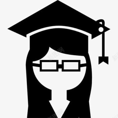 带毕业帽的女大学生图标图标