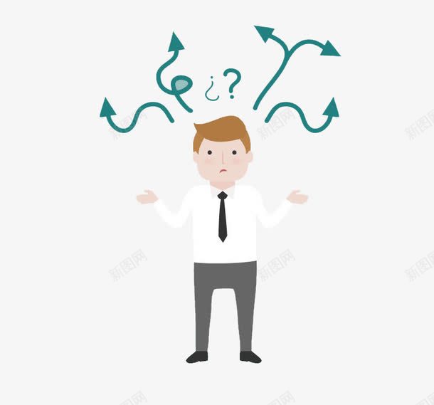 疑问png免抠素材_新图网 https://ixintu.com H5页面素材 促销 促销图案 升值 卡通人物 发问 扁平人物 扁平化人物 满头问号 电商卡通人物 红包 网页设计卡通 金币 金钱