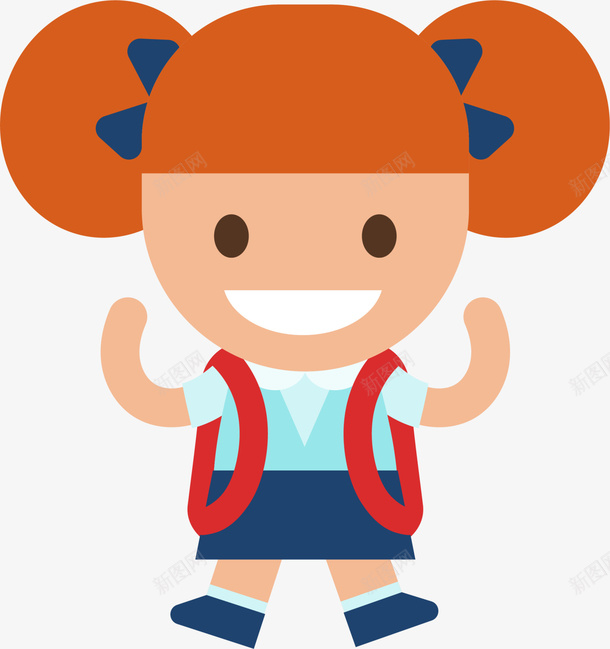 开学季上学的小女孩png免抠素材_新图网 https://ixintu.com 上学的小女孩 可爱小女孩 学生 开学季 开心 背着书包