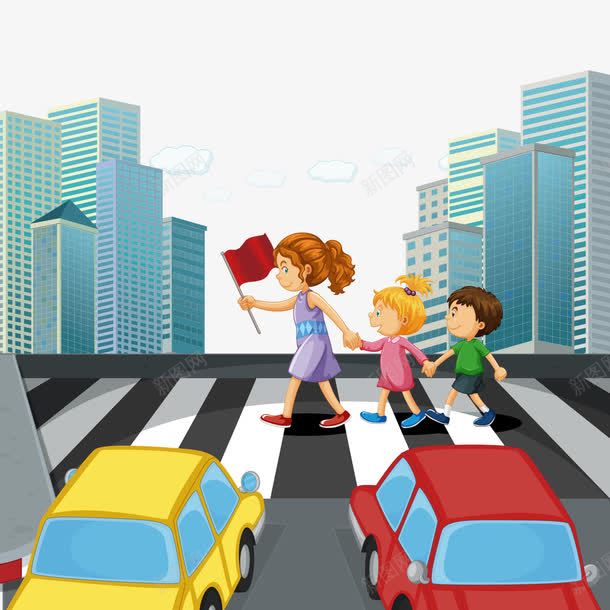 中小学生安全教育日小学生过马路png免抠素材_新图网 https://ixintu.com 中小学安全教育日 卡通人物 卡通学校 卡通安全教育 安全矢量 小学生 小学生过马路 矢量学校