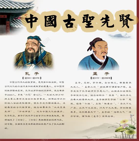 传统文化圣人教育png免抠素材_新图网 https://ixintu.com 中国古圣 传统文化 传统文化圣人教育 古代屋檐 古代教学 圣人 孔子 孟子 尊贤 小船 敬老尊贤 荷花