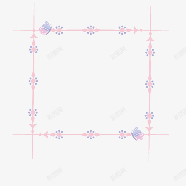手绘粉色菜单花边psd免抠素材_新图网 https://ixintu.com 手绘 清新 简约边框 粉色花边 菜单花边 蝴蝶花边
