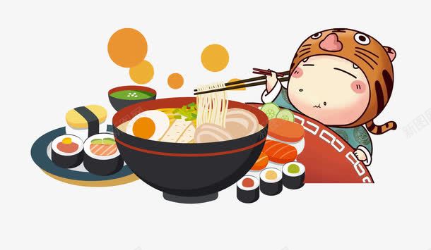 美食小孩面条寿司png免抠素材_新图网 https://ixintu.com 寿司 小孩 碗 美食 美食海报装饰 面条 鸡蛋