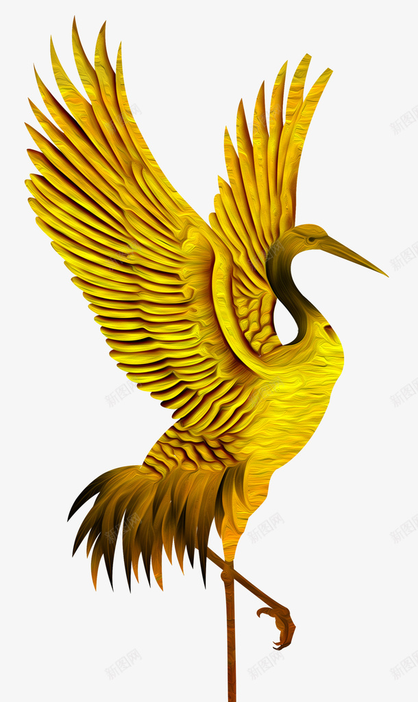 黄色的仙鹤png免抠素材_新图网 https://ixintu.com png图形 png装饰 仙鹤 美丽仙鹤 翅膀 装饰 黄色