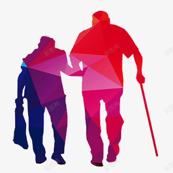 搀扶着老人png免抠素材_新图网 https://ixintu.com 卡通 手绘 拐杖 母亲老了 背影