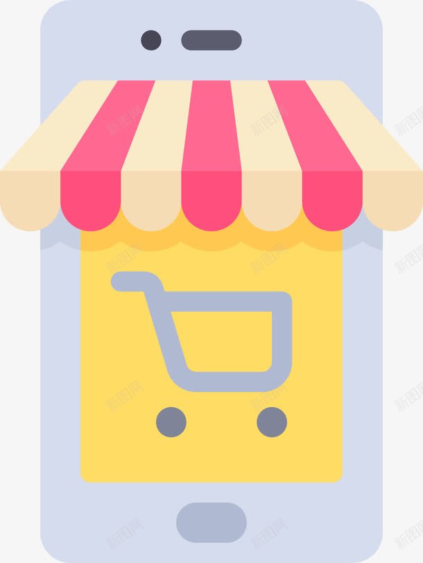 手机商城购物图标png_新图网 https://ixintu.com 图标icon 扁平化 手机 消费 电子商务 线上购物 网上商城 网上购物 网上超市 网购支付 购物车