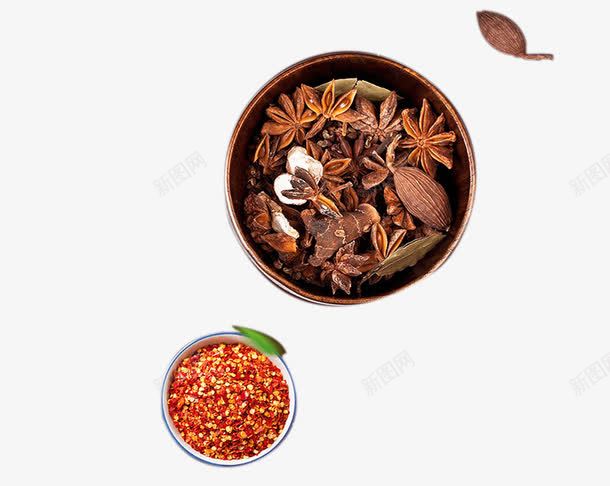 食材png免抠素材_新图网 https://ixintu.com 八角 桂皮 碗 花椒 辣椒粉 陈皮 食材